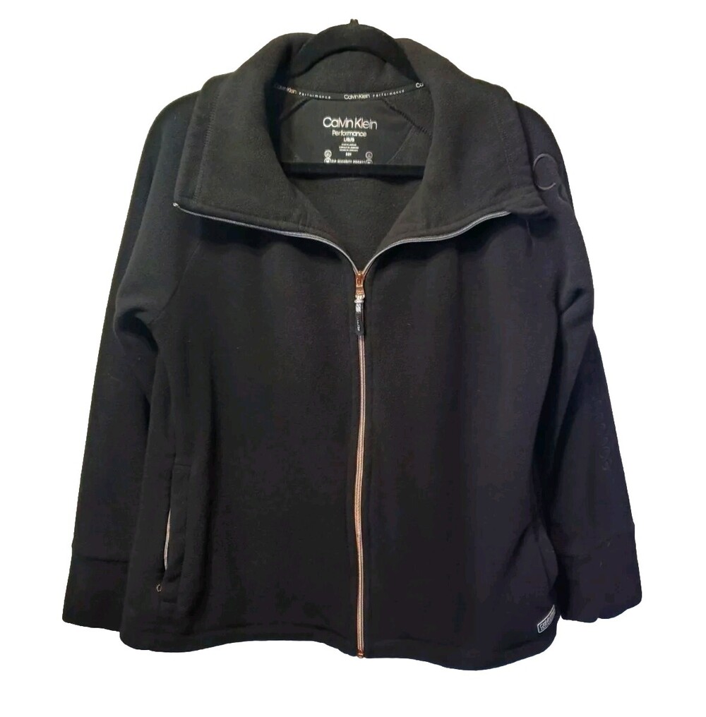 Calvin Klein Jacket Womens Large Black Fleece Full Zip Performance Lined